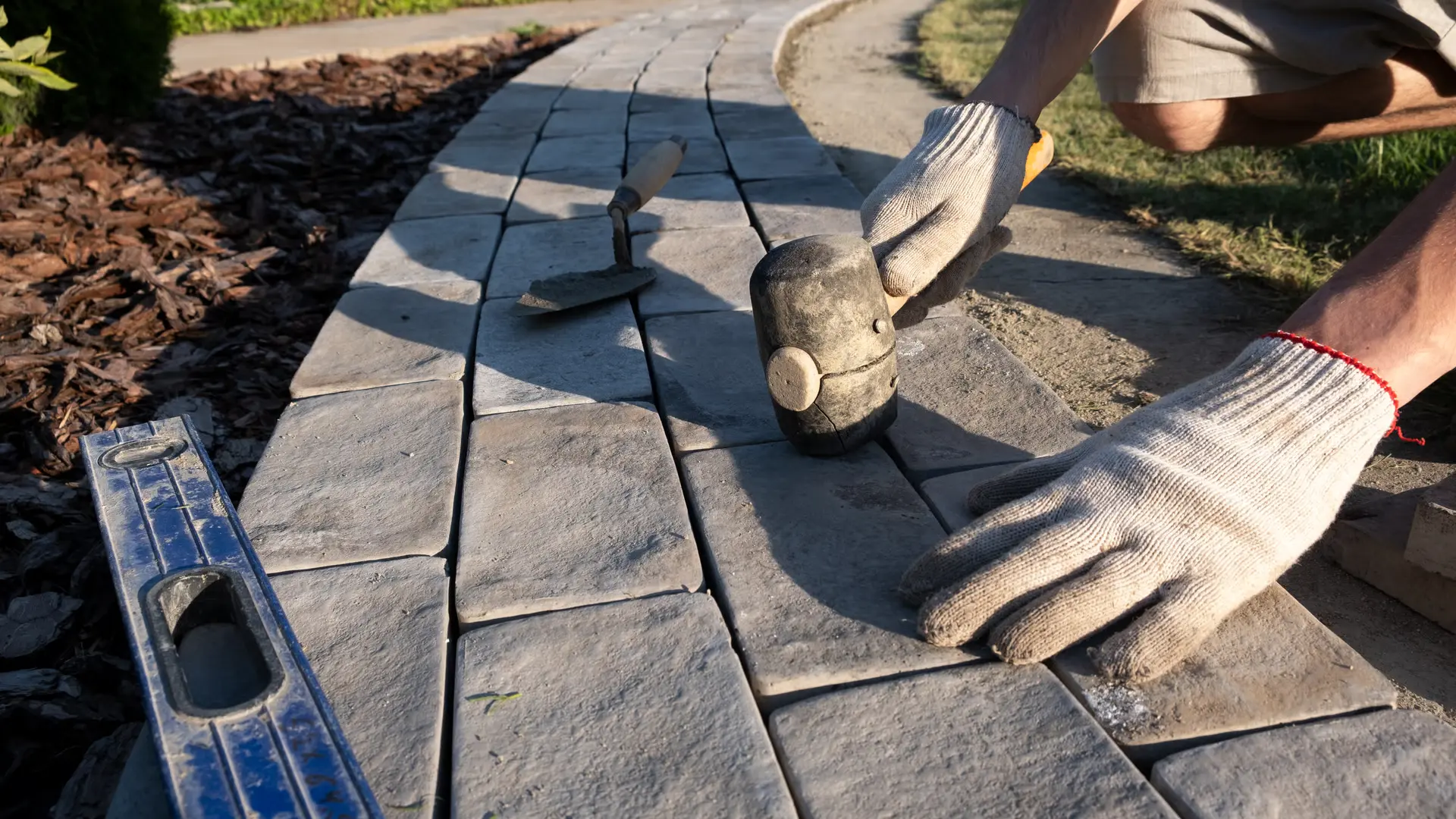 Close-up of paver joints in a Las Vegas patio