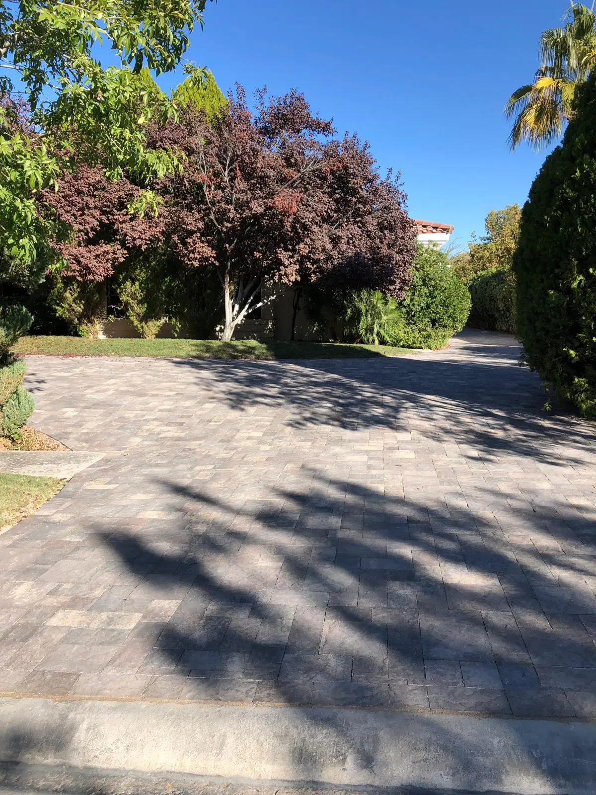 Paver driveway in Las Vegas with a sweeping curved apron