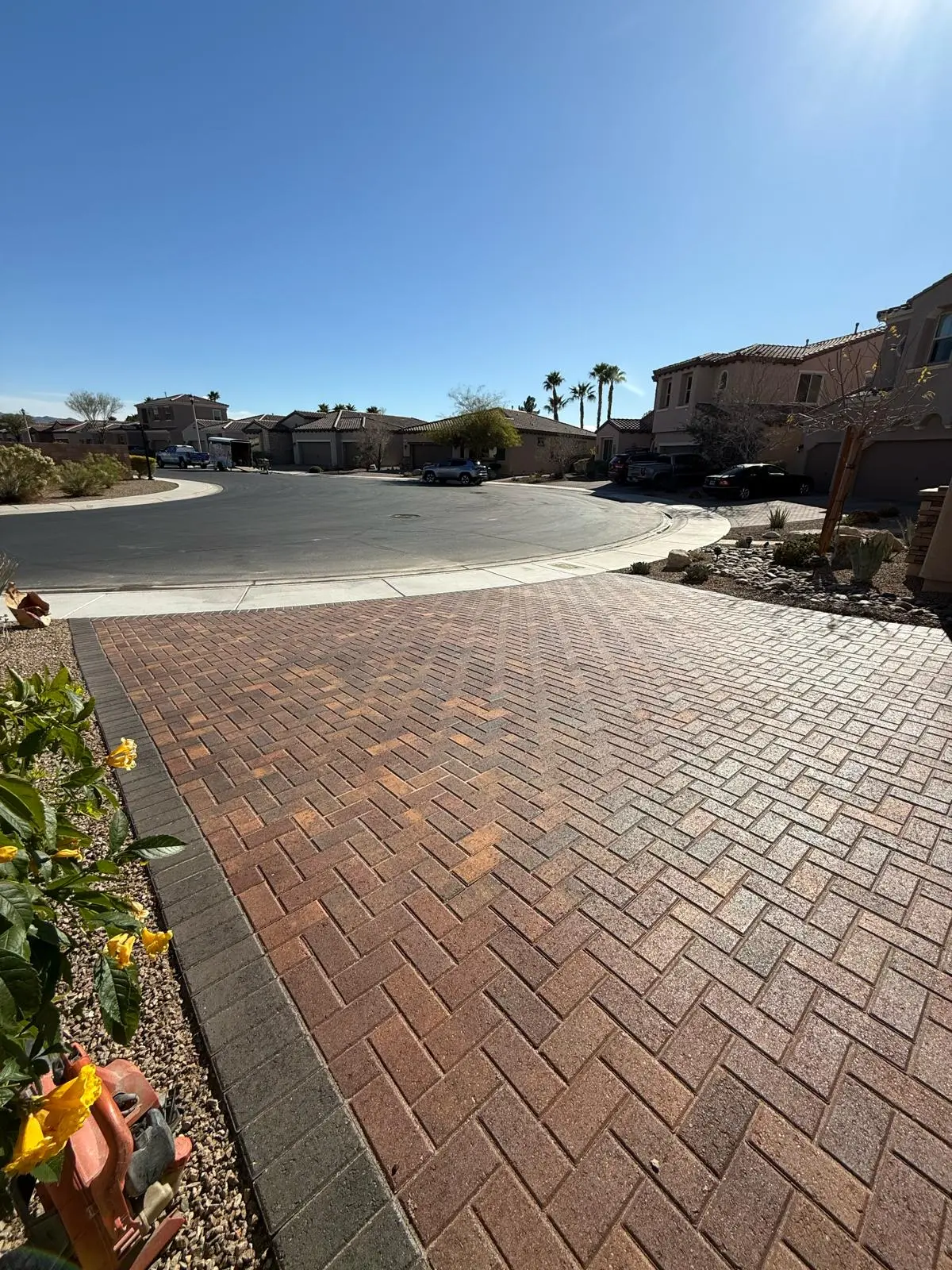 Paver driveway in Las Vegas built on a compacted desert base