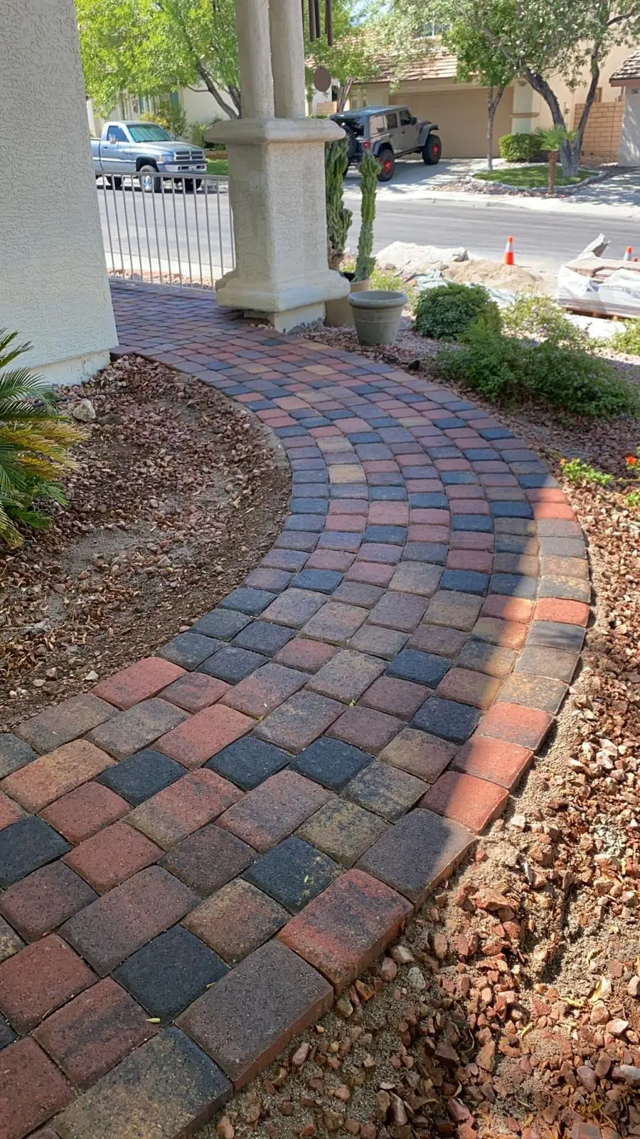 Paver entryway in Las Vegas in a clean modern paver layout