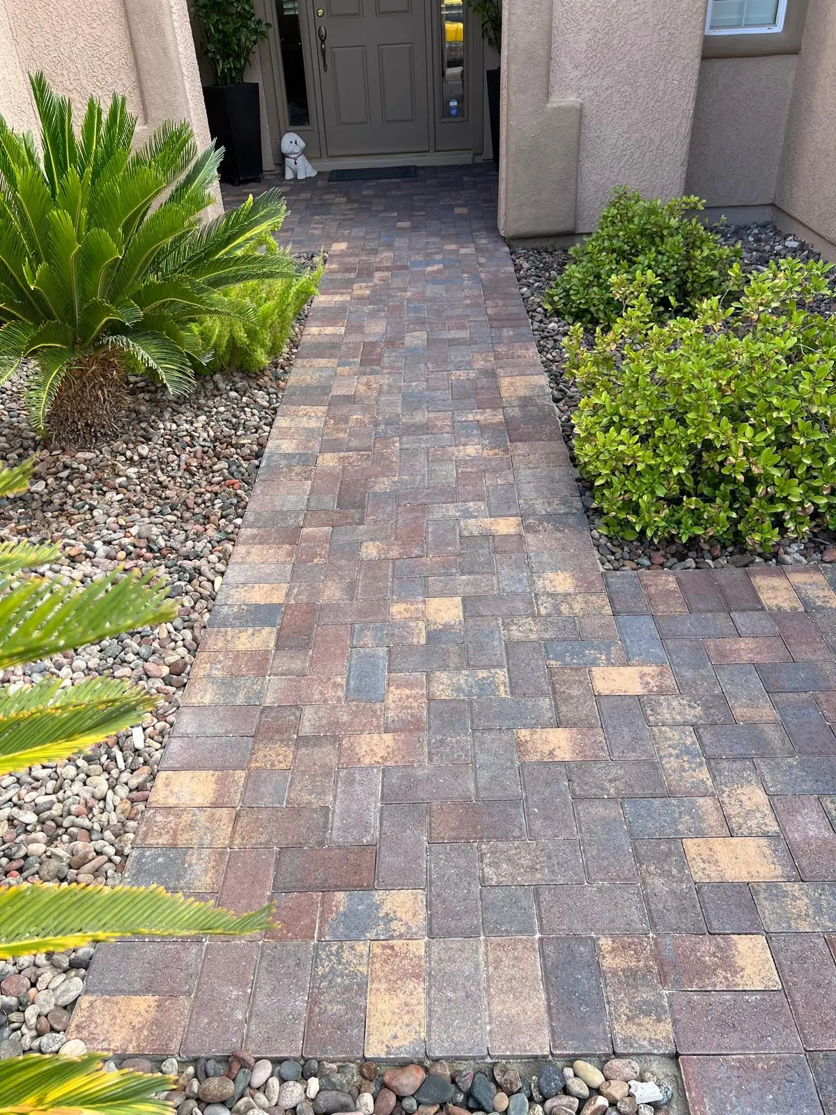 Paver entryway in Las Vegas with a custom banded border