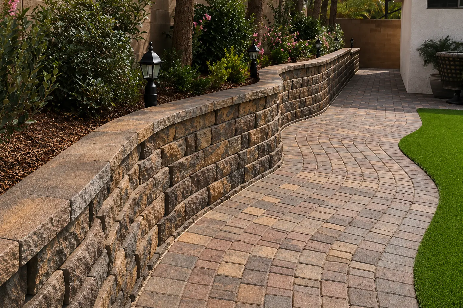 Paver retaining wall in Las Vegas built for lasting structural support
