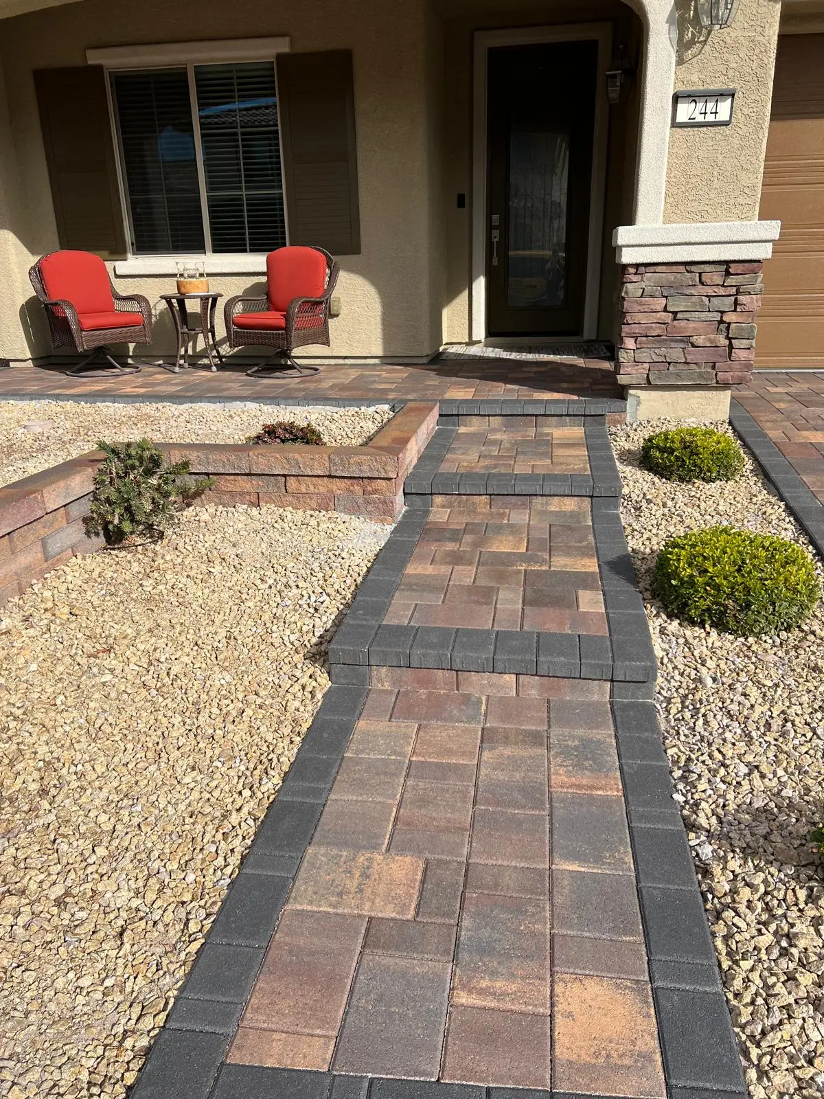 Paver steps in Las Vegas in a warm multi-tone blend