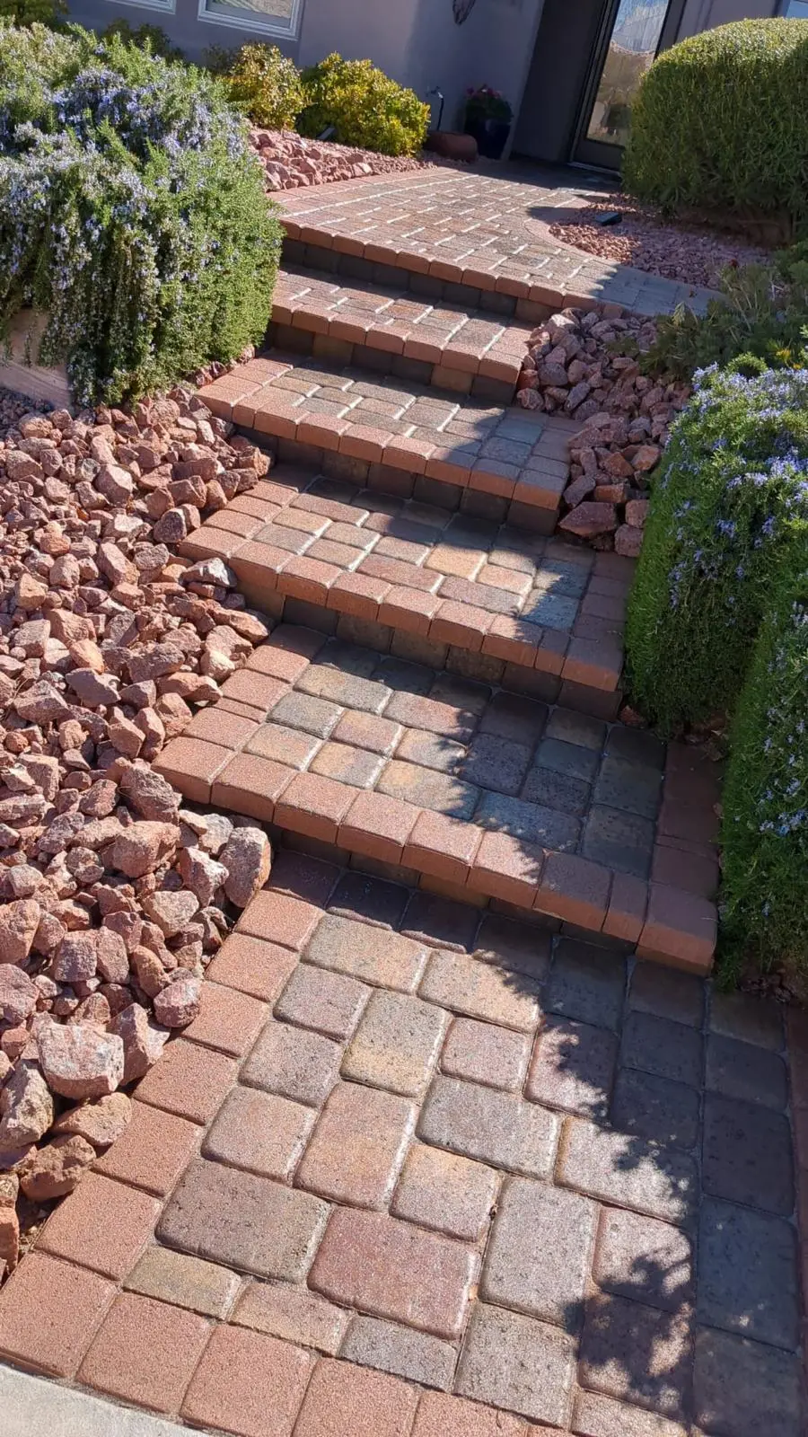Paver steps in Las Vegas connecting split-level outdoor spaces
