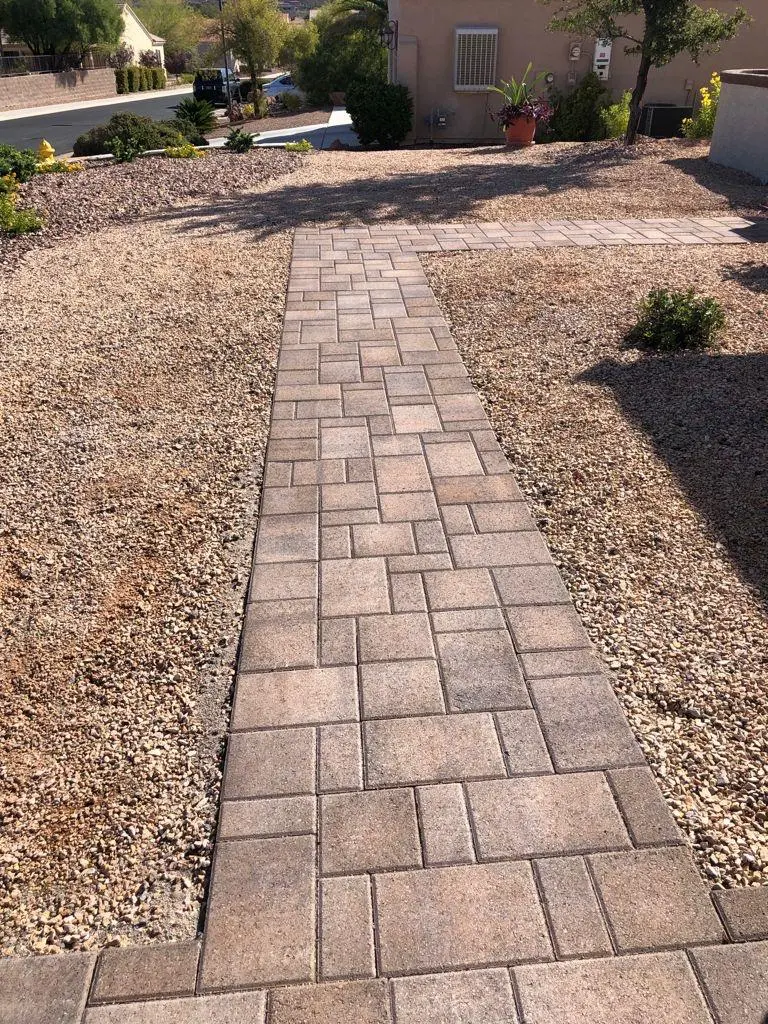 Paver walkway in Las Vegas with gentle curves and clean edges